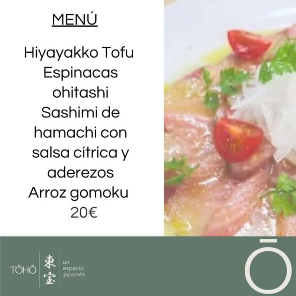 menu del dia sashimi hamachi